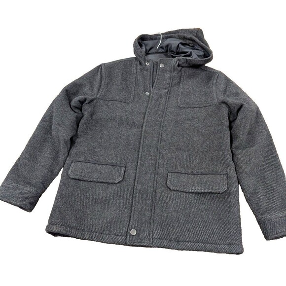 Gap Kids Wool Winter jacket Coat Hooded Knit plush Full Zip Boys XXL Pinstripe